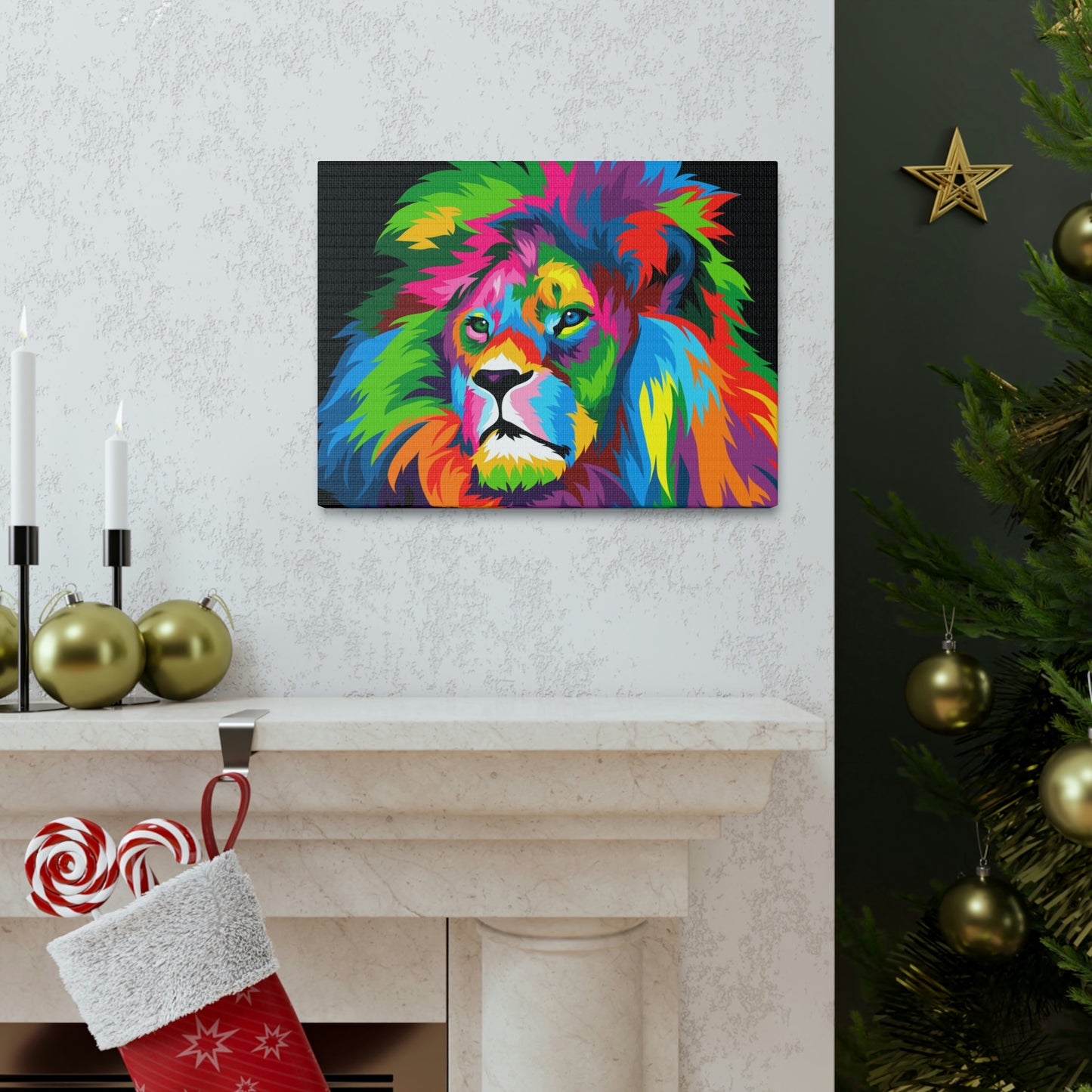 Lion Colorful Art Canvas Gallery Wraps
