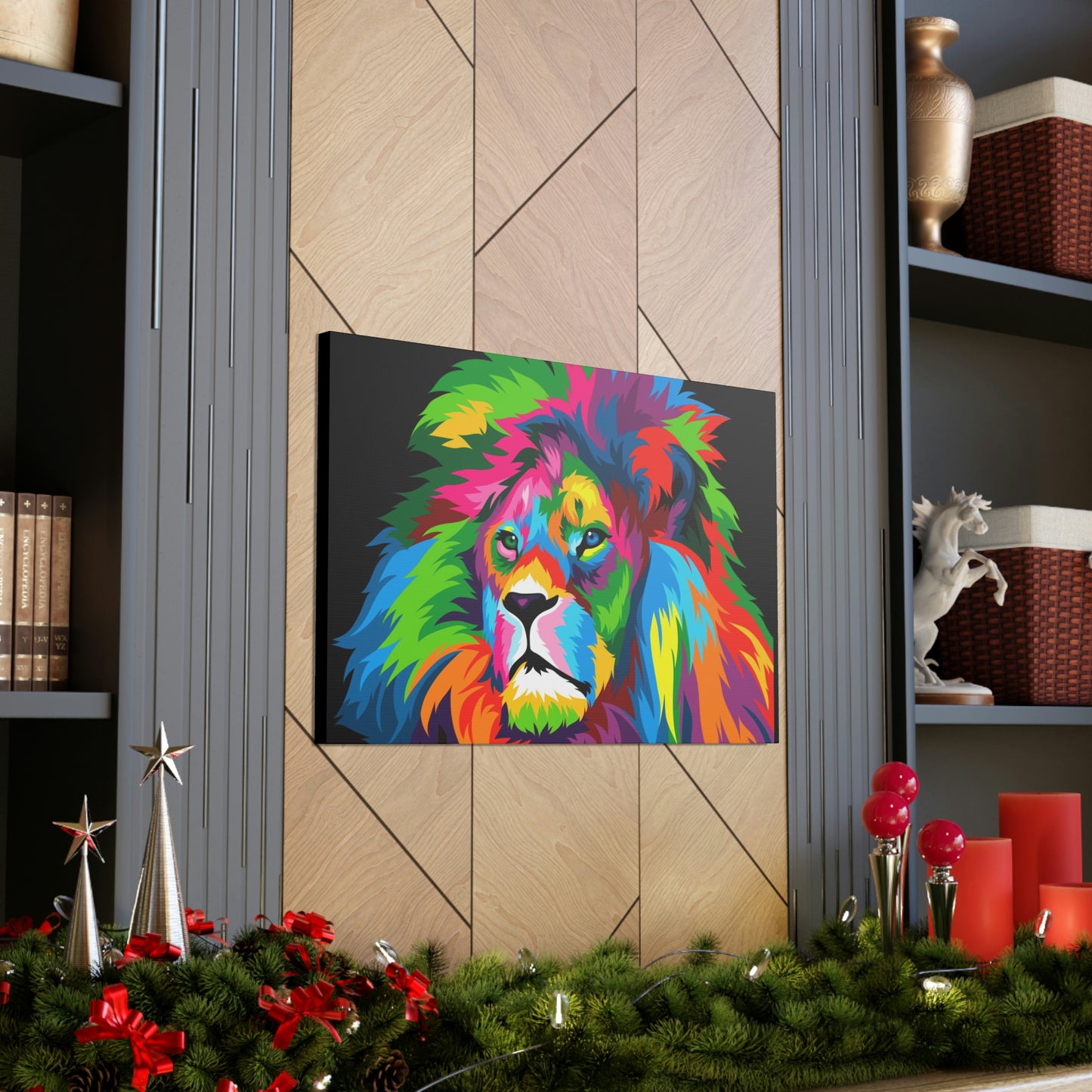 Lion Colorful Art Canvas Gallery Wraps