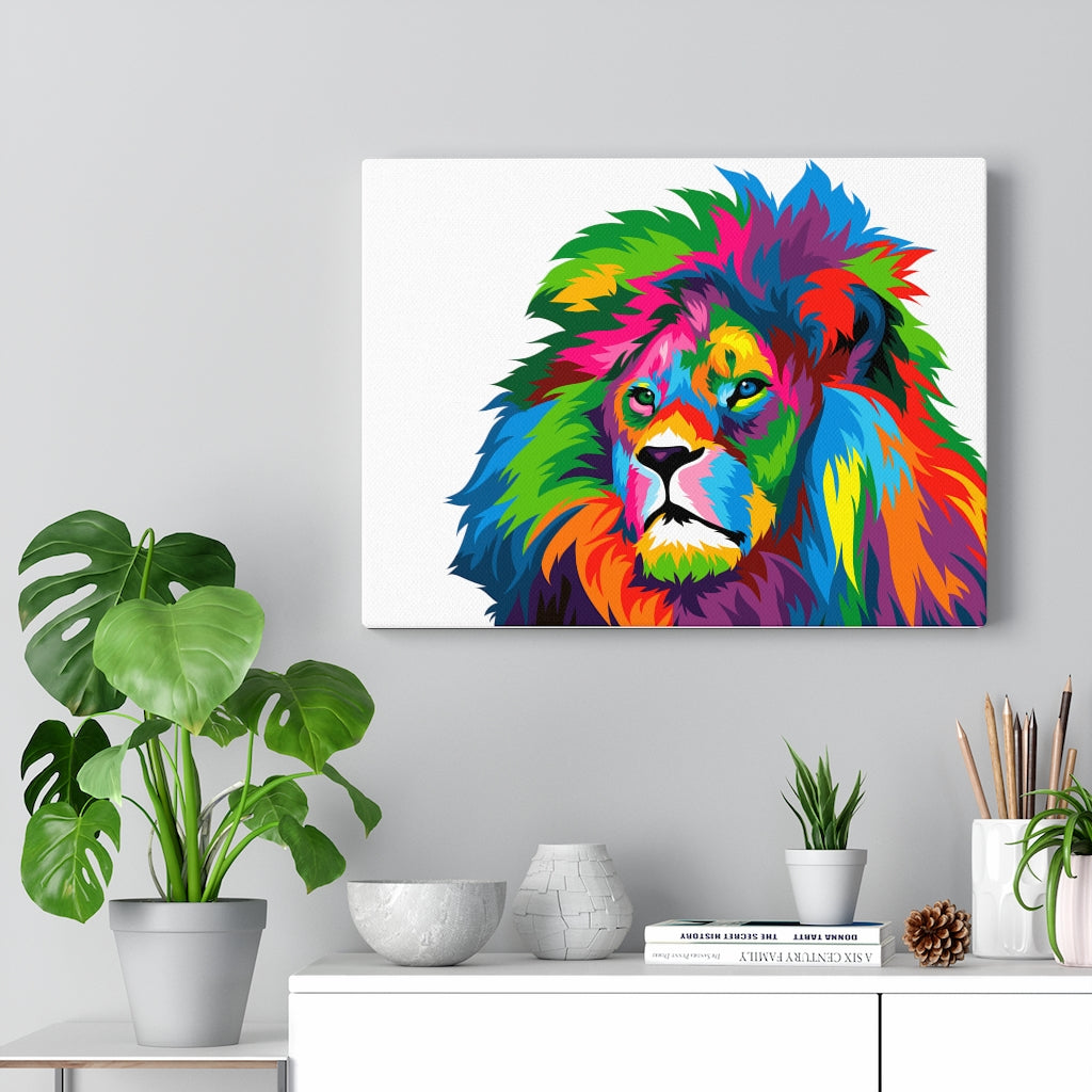 Lion Colorful Canvas, Animal Kingdom Painting, Bold Beautiful Colors Lion, Rainbow Lion Color Painting