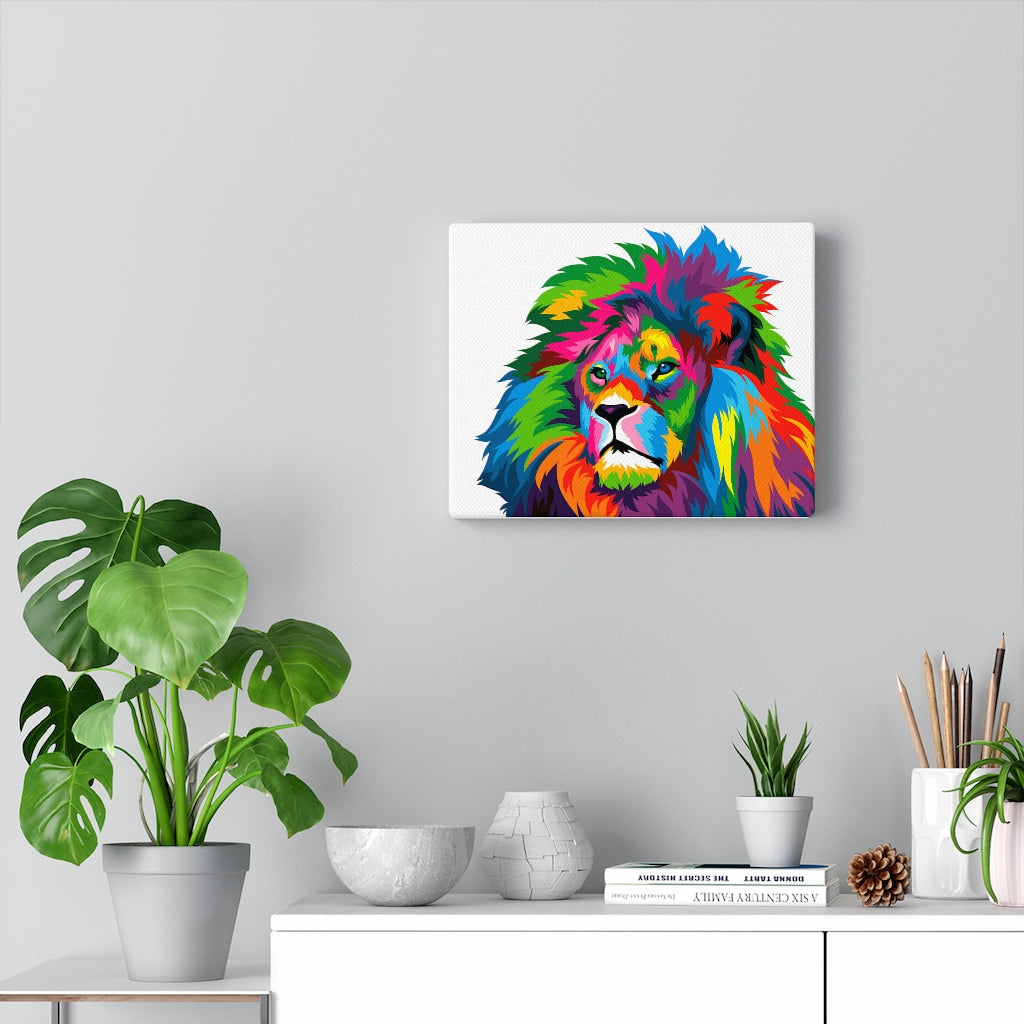 Lion Colorful Canvas, Animal Kingdom Painting, Bold Beautiful Colors Lion, Rainbow Lion Color Painting