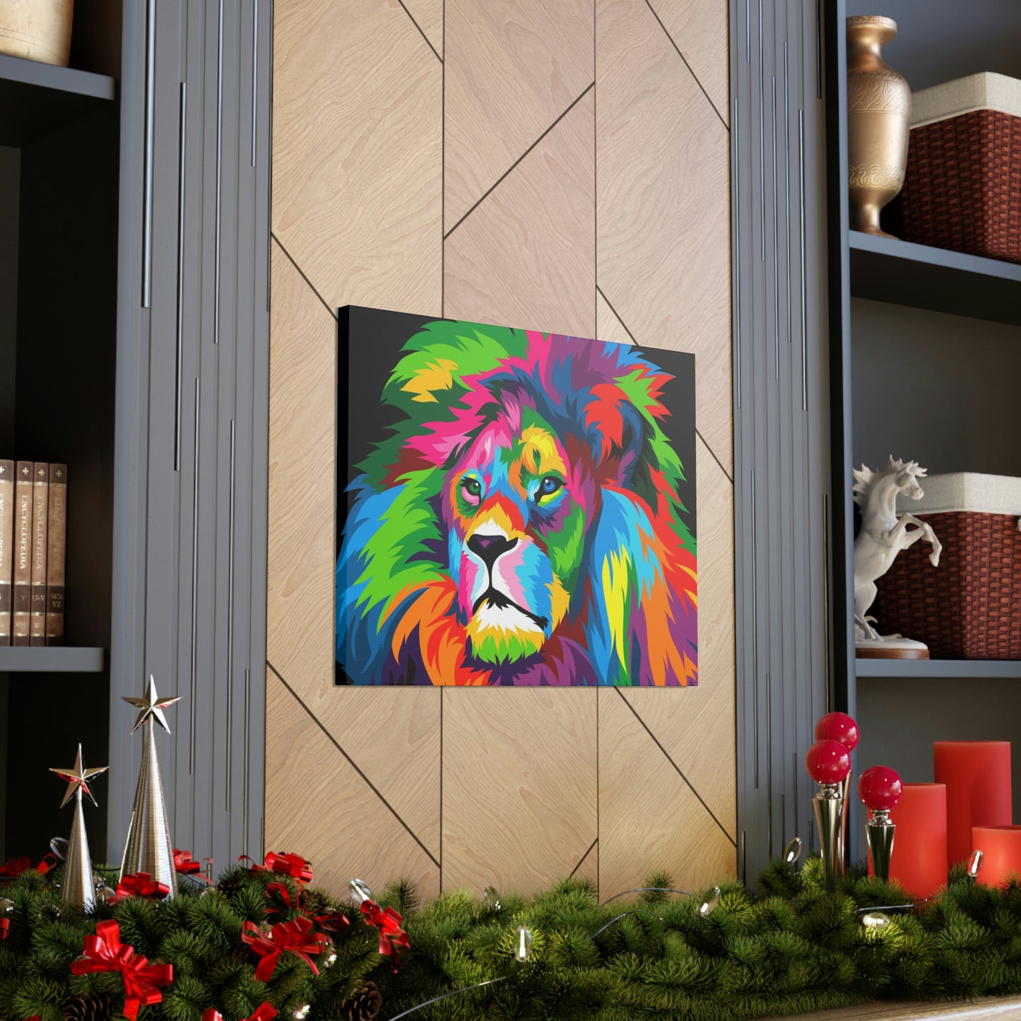 Lion Colorful Art Canvas Gallery Wraps