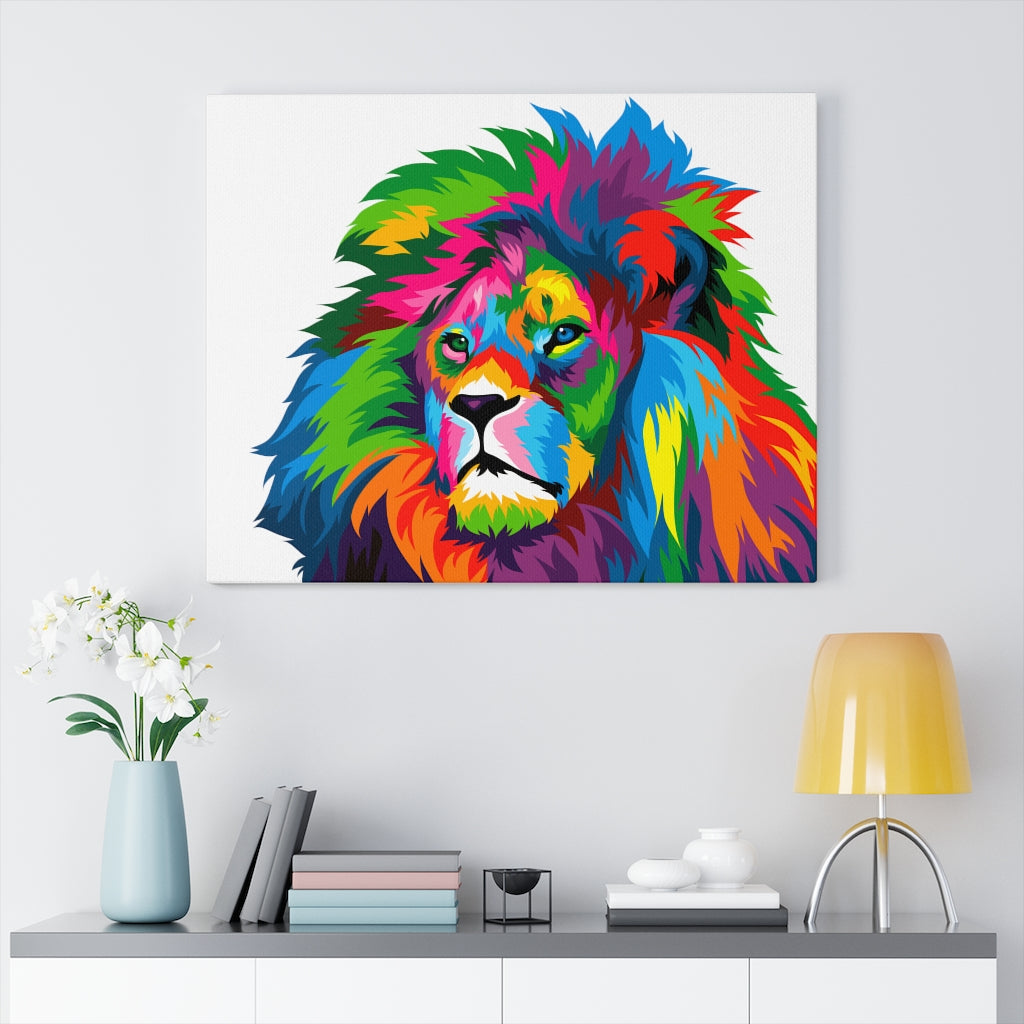 Lion Colorful Canvas, Animal Kingdom Painting, Bold Beautiful Colors Lion, Rainbow Lion Color Painting