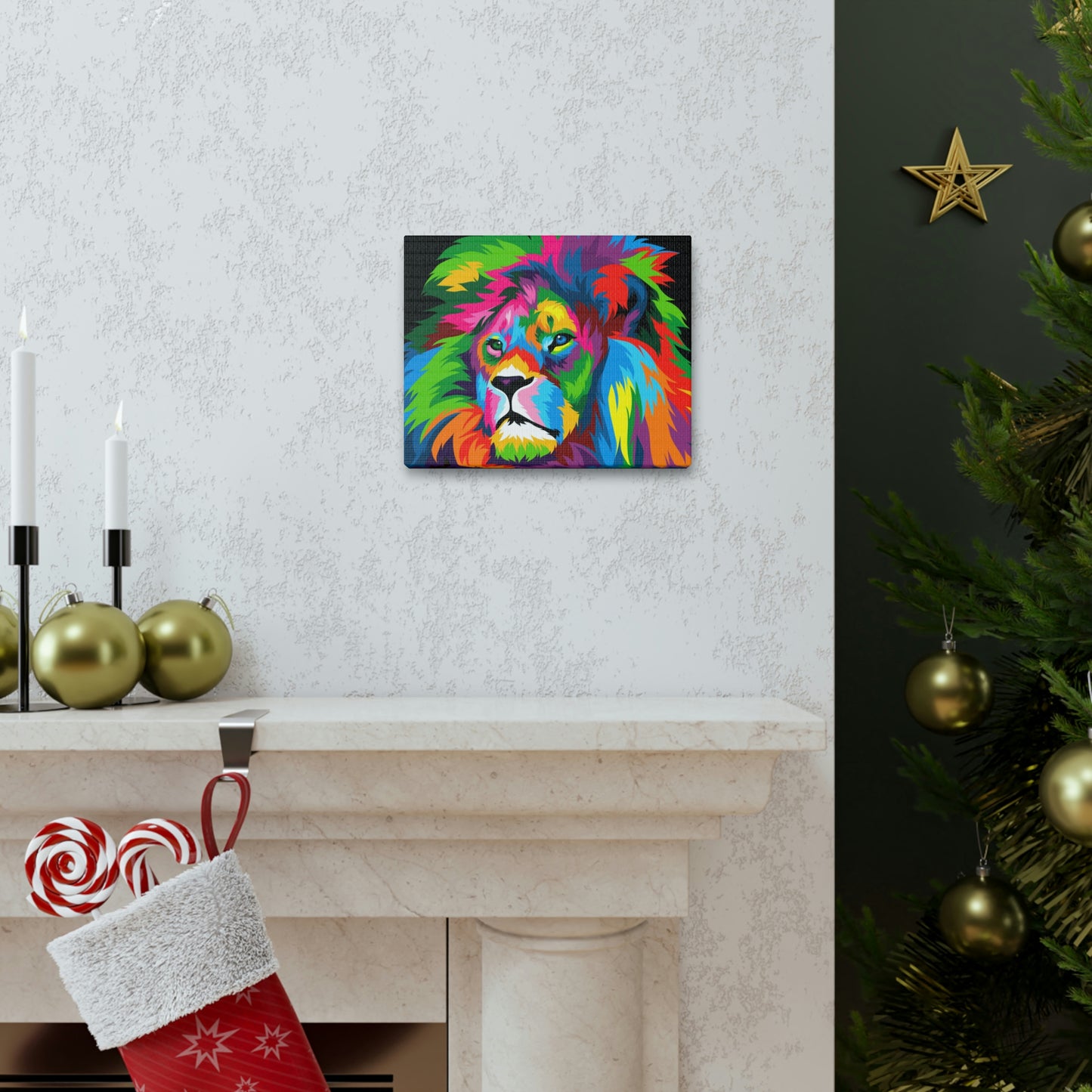 Lion Colorful Art Canvas Gallery Wraps