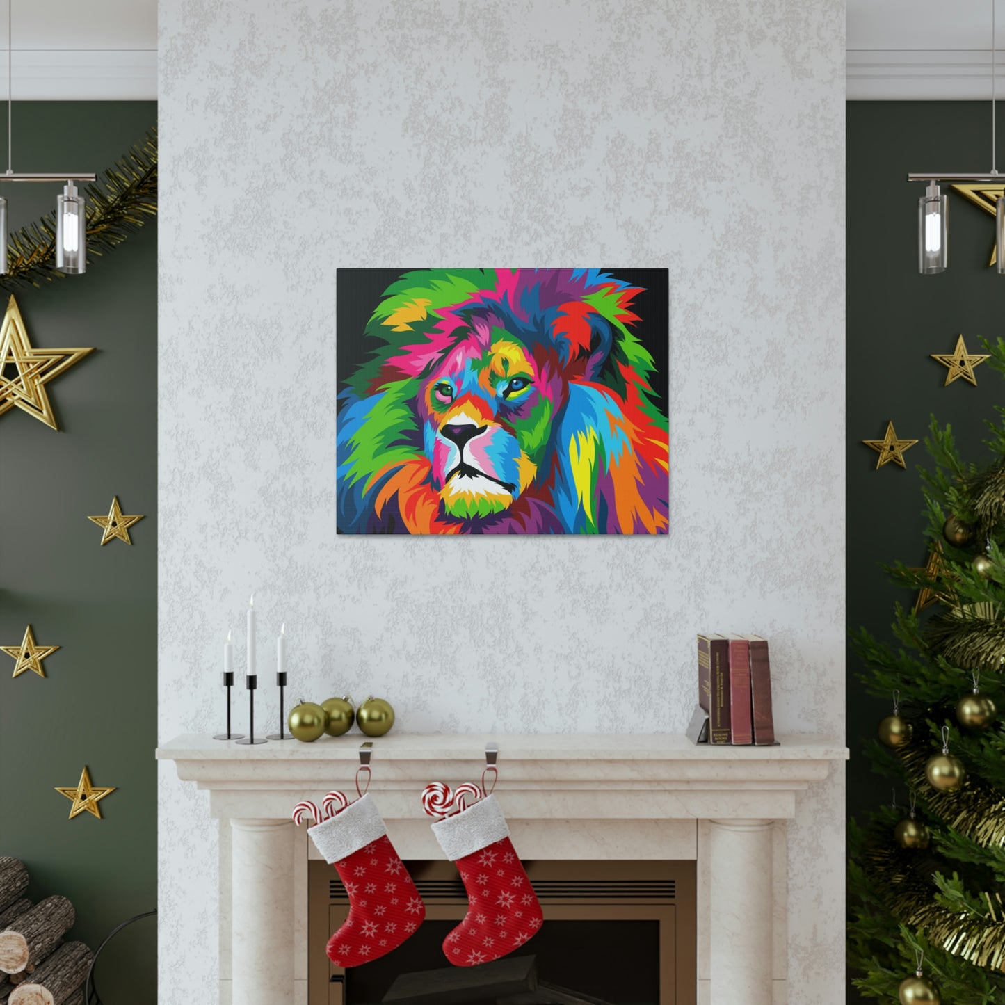 Lion Colorful Art Canvas Gallery Wraps