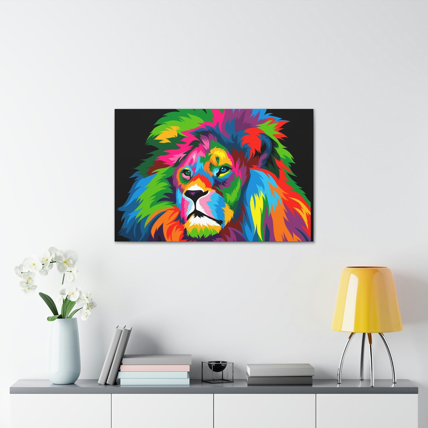 Lion Colorful Art Canvas Gallery Wraps