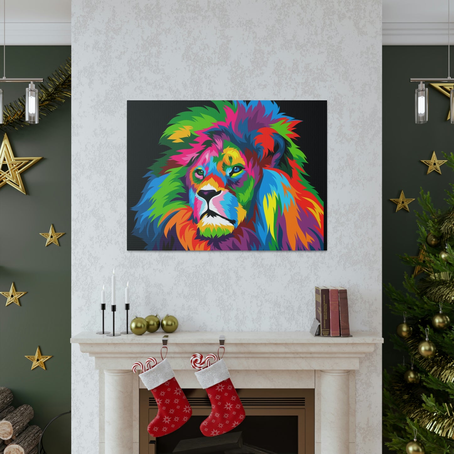 Lion Colorful Art Canvas Gallery Wraps