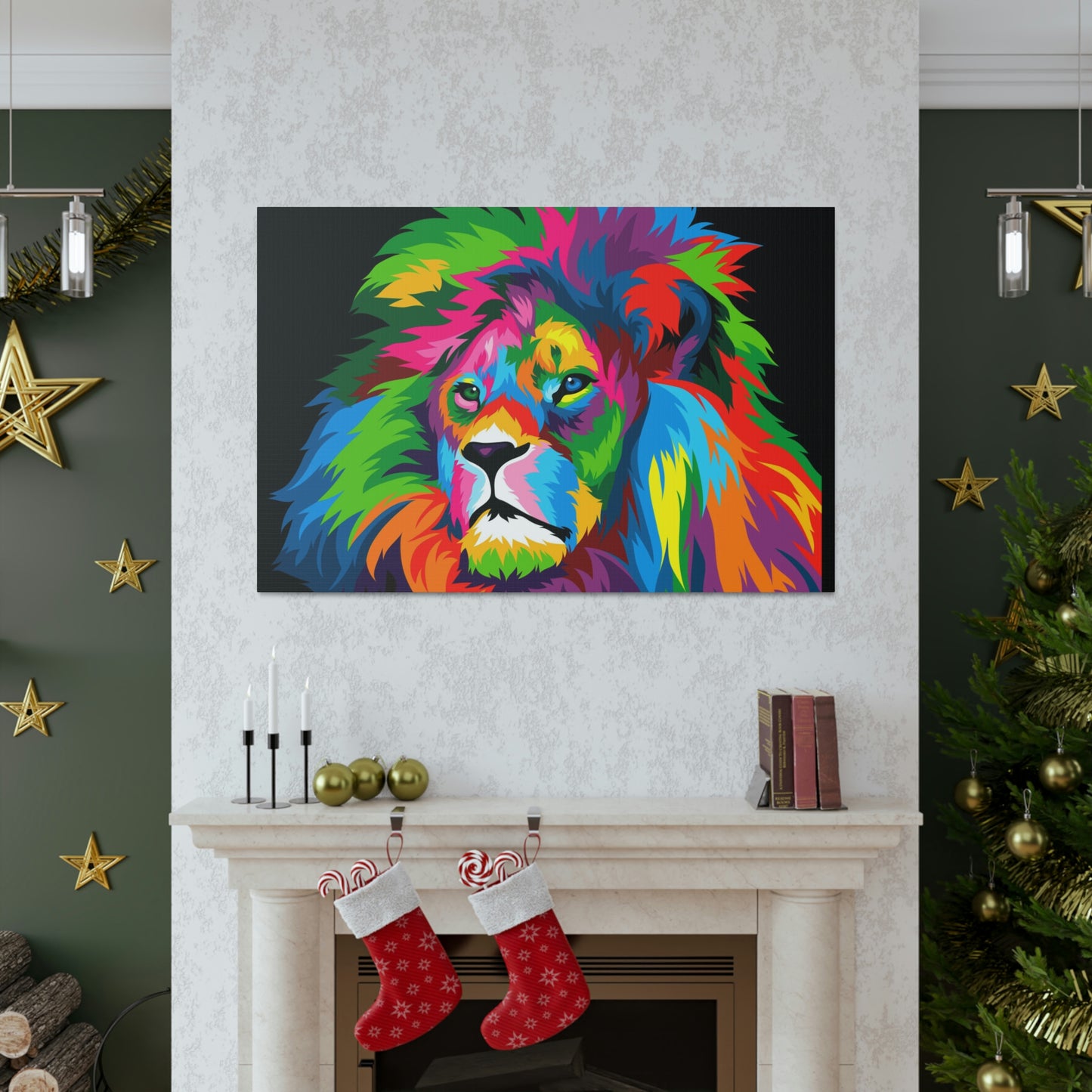 Lion Colorful Art Canvas Gallery Wraps