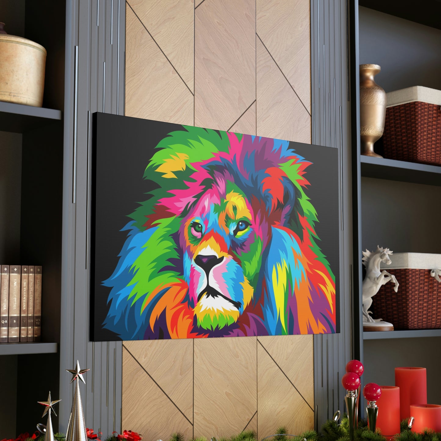 Lion Colorful Art Canvas Gallery Wraps