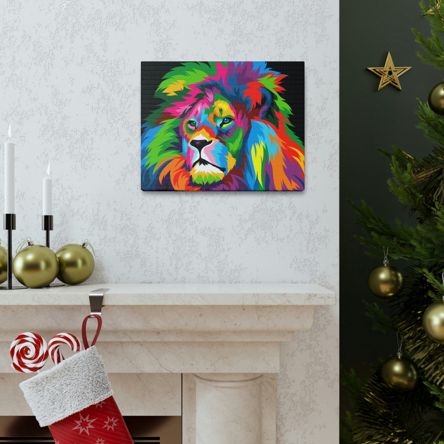 Lion Colorful Art Canvas Gallery Wraps