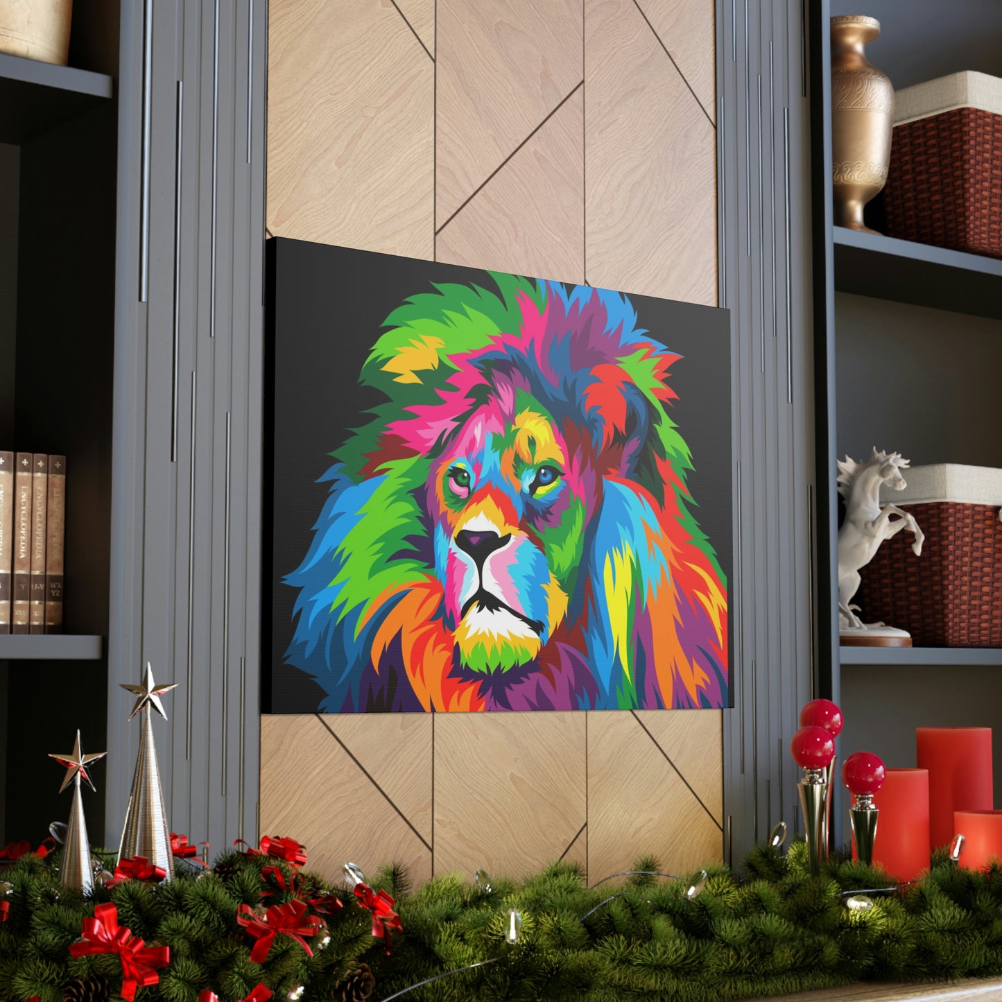 Lion Colorful Art Canvas Gallery Wraps