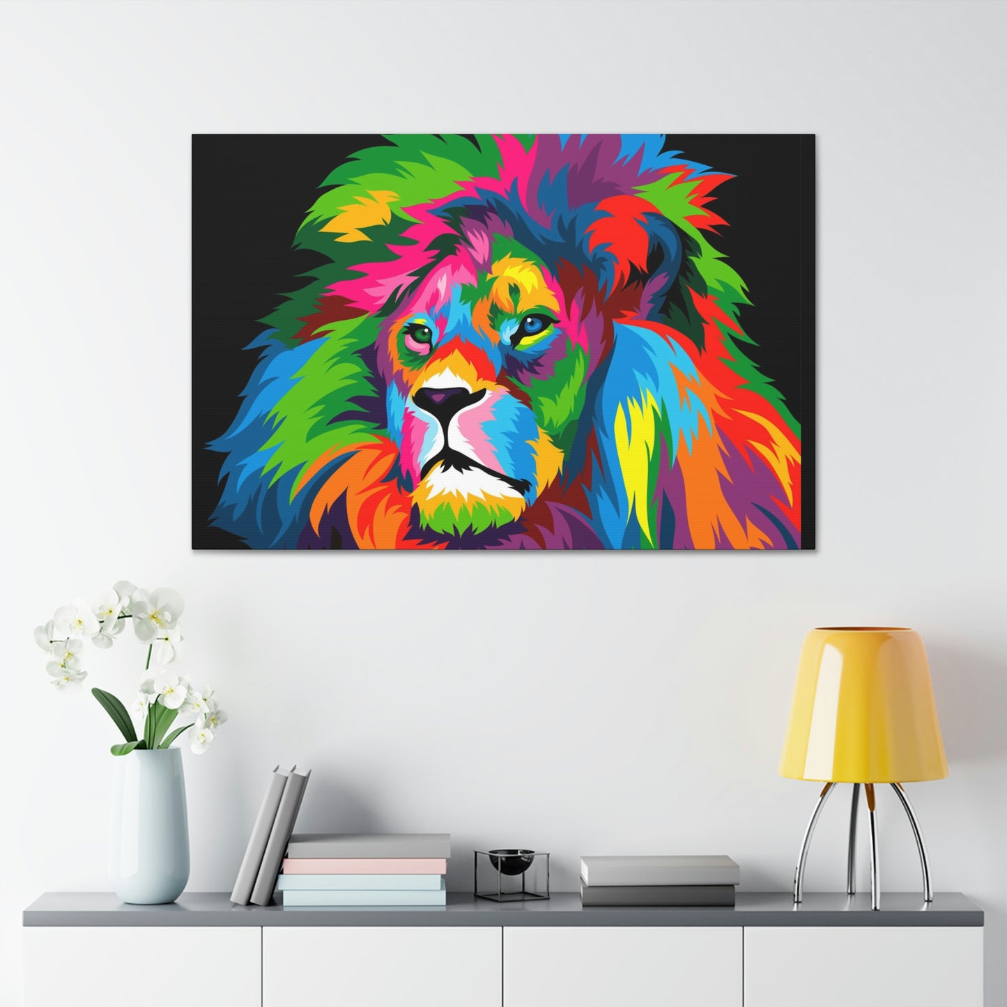 Lion Colorful Art Canvas Gallery Wraps