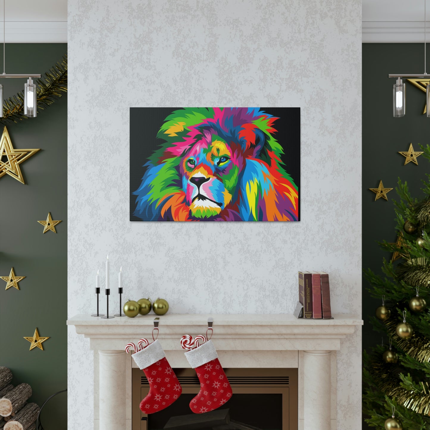 Lion Colorful Art Canvas Gallery Wraps